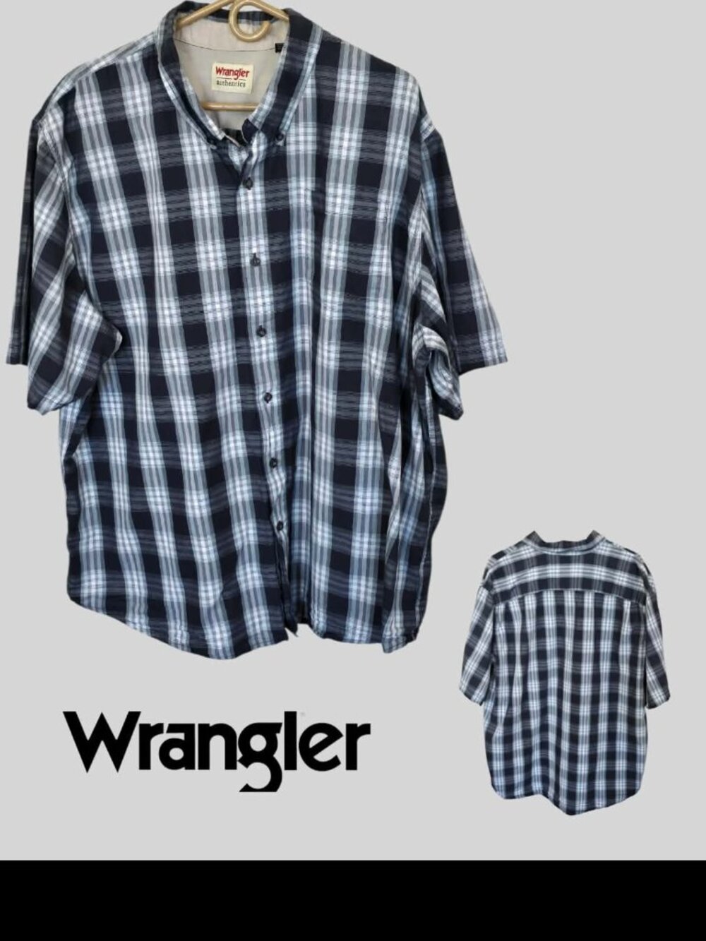 Wrangler Authentics Short Sleeve Plaid Button Down Spread Collar Shirt Mens 2XL